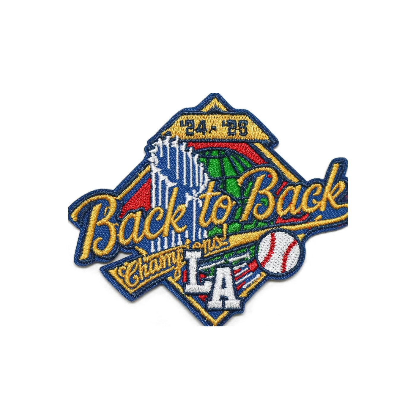Pro Patches: Los Angeles Dodgers Championship Iron-On Patch Series - Back-to-Back Champions - 4.5" x 3" - Single Patch