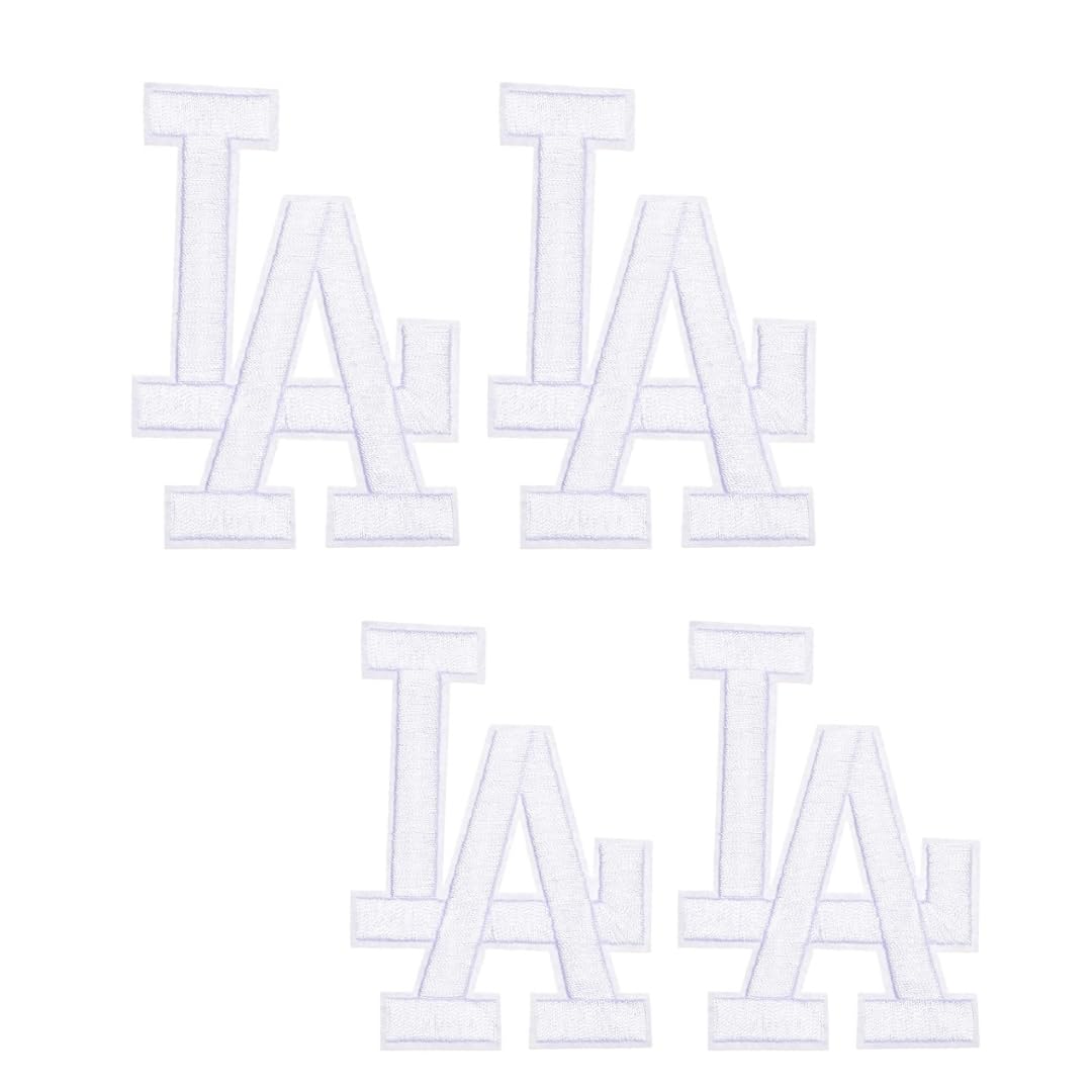 Iron-on   Patches   Sports   La   Los   Angeles   Teams   Letter   -   Pack   of   4   -   Ideal   For   Shirts,   Jackets,   Hats,   Jeans,   Shoes,   Bags   -   Durable,   Easy   Apply   (la   White   3.5"   x   2.5"   Pk4)