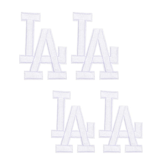 Iron-on   Patches   Sports   La   Los   Angeles   Teams   Letter   -   Pack   of   4   -   Ideal   For   Shirts,   Jackets,   Hats,   Jeans,   Shoes,   Bags   -   Durable,   Easy   Apply   (la   White   3.5"   x   2.5"   Pk4)