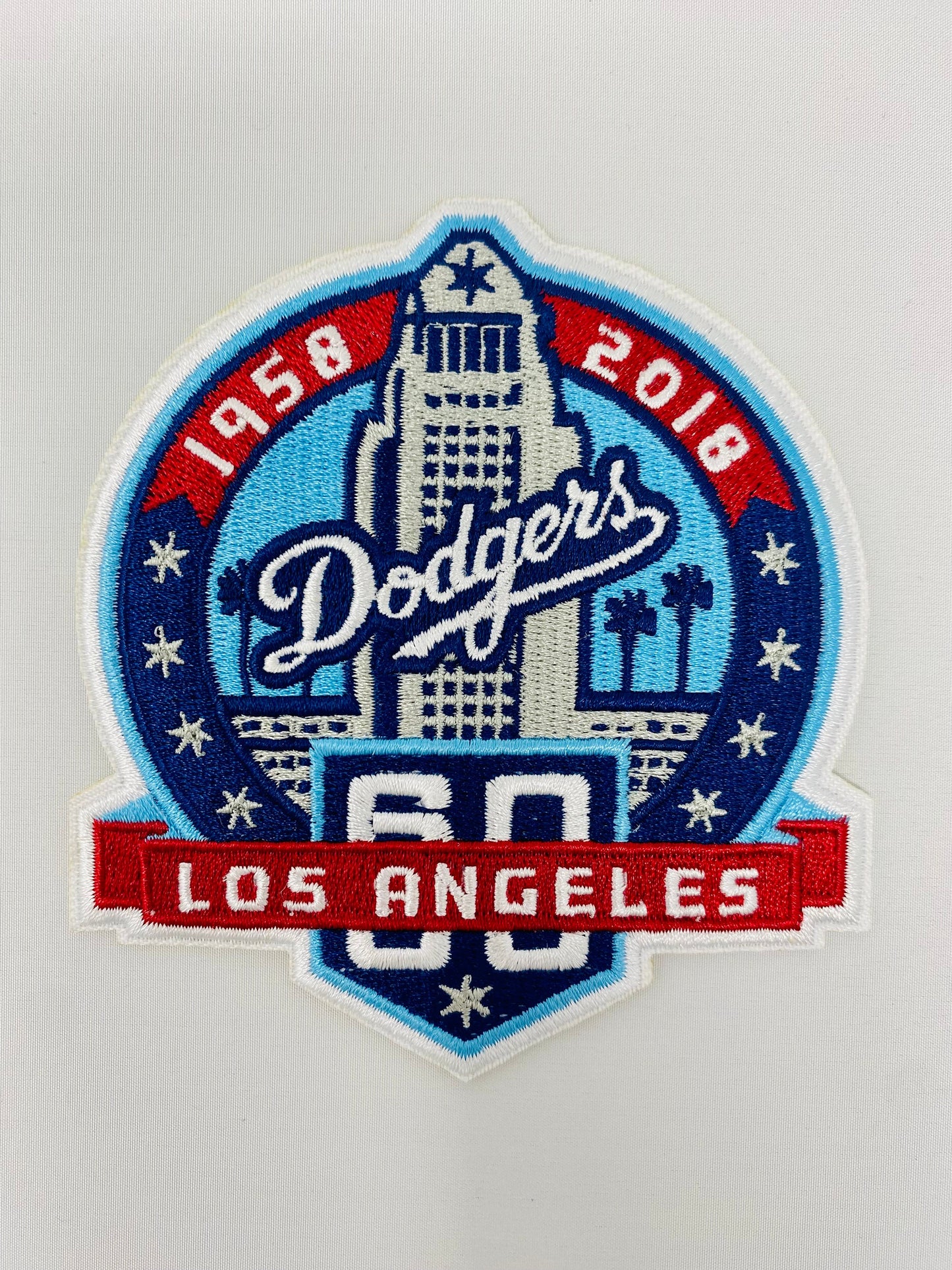 2018   Los   Angeles   Dodgers   60th   Anniversary   Iron-on   Embroidered   Patch   -   4.25"   X   3.25"