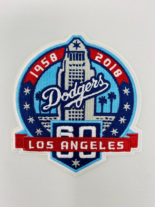 2018   Los   Angeles   Dodgers   60th   Anniversary   Iron-on   Embroidered   Patch   -   4.25"   X   3.25"