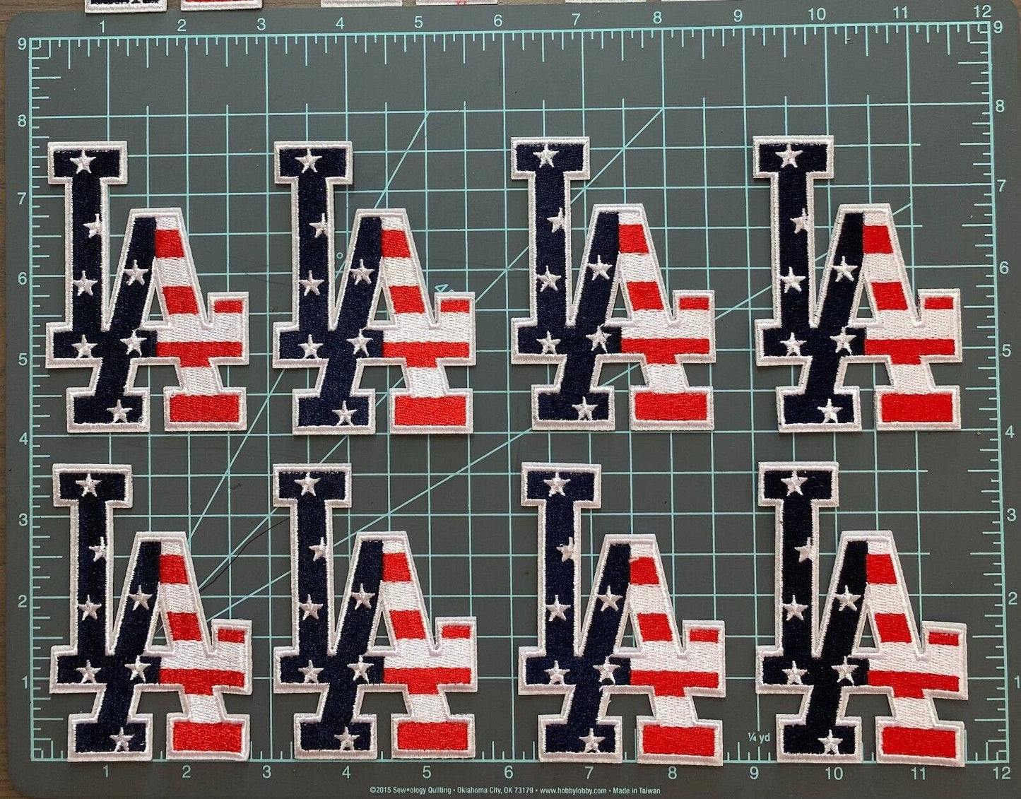USA Flag Los Angeles LA Iron-On Patch - 2.5" x 3.75" - Standard Pack of 8