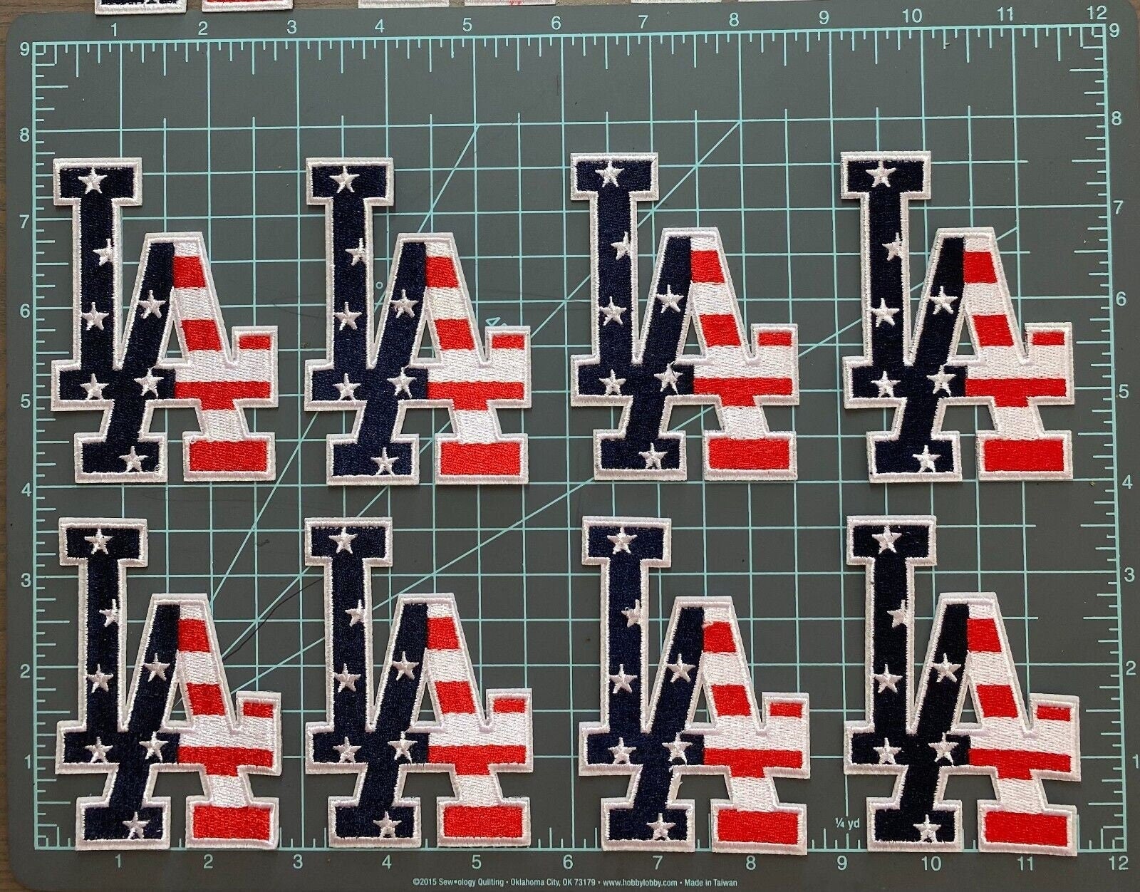 USA Flag Los Angeles LA Iron-On Patch - 2.5" x 3.75" - Standard Pack of 8
