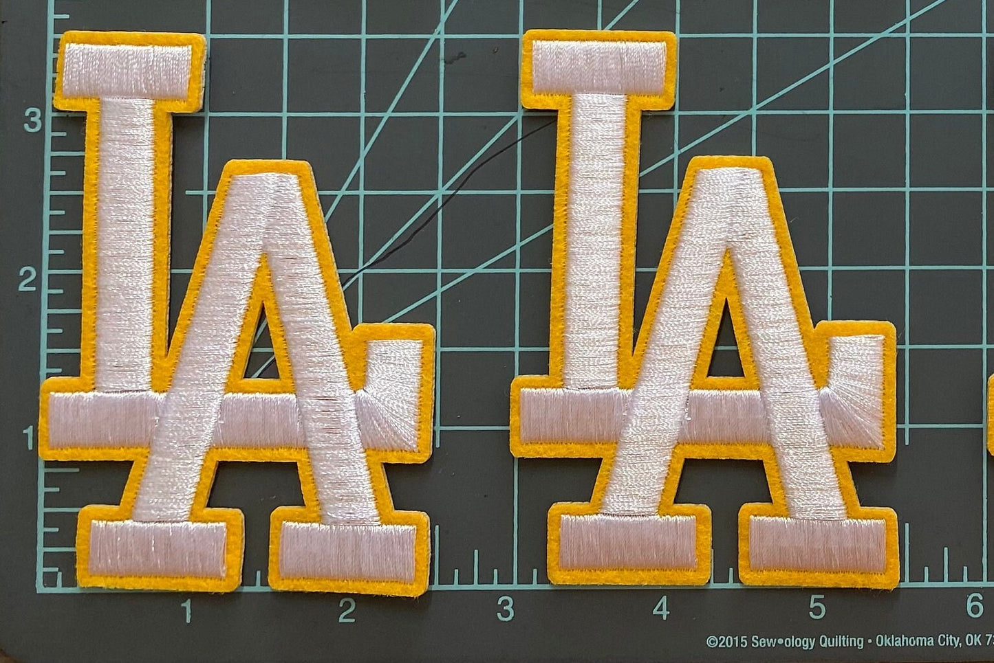 USA Flag Los Angeles LA Iron-On Patch - 2.5" x 3.75" - Gold Border Single Patch