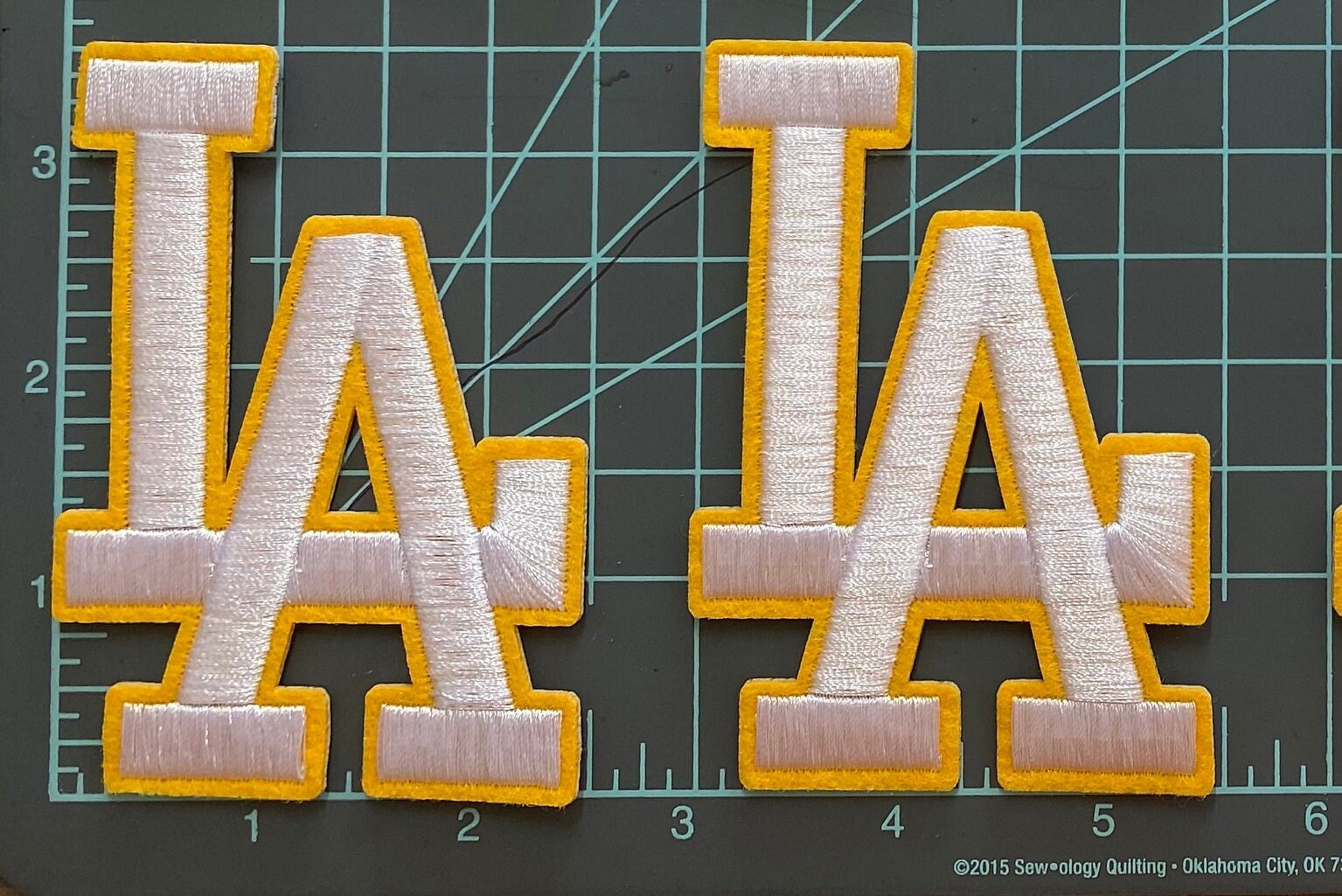 USA Flag Los Angeles LA Iron-On Patch - 2.5" x 3.75" - Gold Border Single Patch