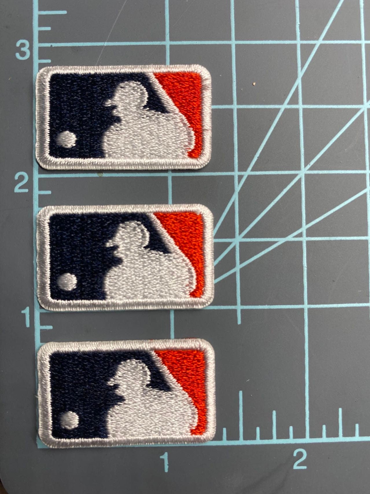 Iron-on   Or   Sew   On   Patch   Baseball   Logo   -   1.25"   X   0.75"   -   Pack   Of   3   Major   League   Patches