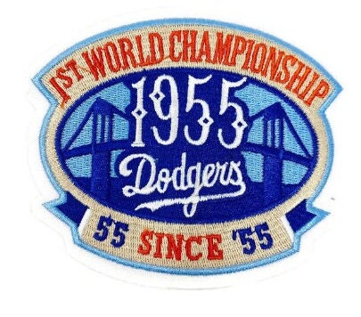 2010   Los   Angeles   Dodgers   55th   Anniversary   Iron-on   Embroidered   Patch   -   1955   MLB   World   Series   Championship   -   4.25"   X   3.25"