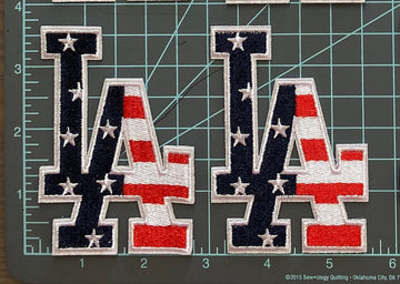 USA Flag Los Angeles LA Iron-On Patch - 2.5" x 3.75"