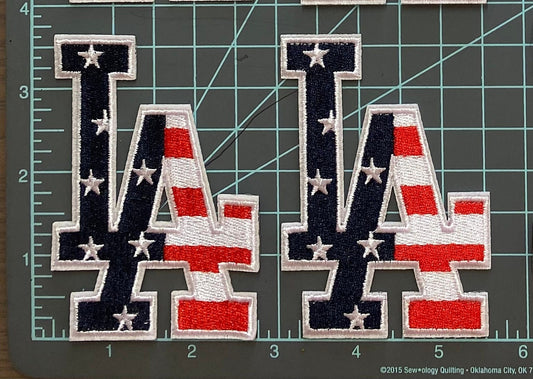 Usa   Flag   Los   Angeles   La-dodgers   Iron-on   Patch   July   4th   Edition   -   2.5"   X   3.75"   -   Pack   Of   2