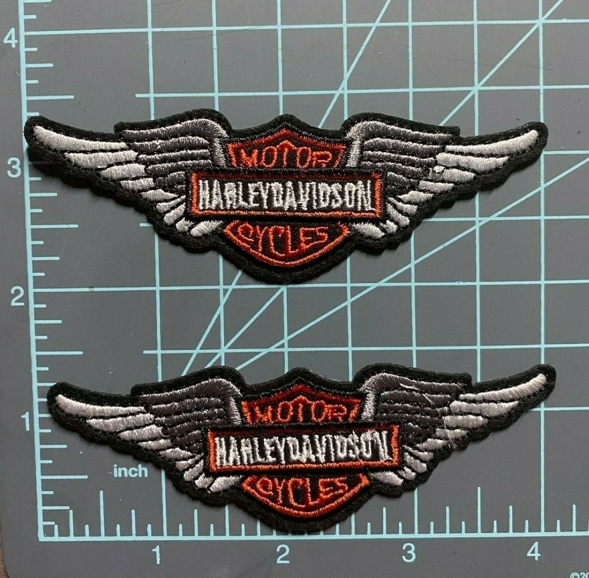 Harley   Davidson   Embroidered   Logo   Iron-on   Patch   -   4"   X   1.75"   -   Pack   Of   2   -   Ship   From   Us
