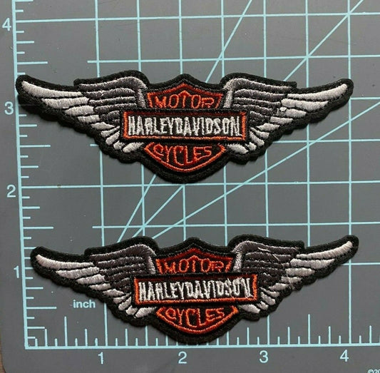 Harley   Davidson   Embroidered   Logo   Iron-on   Patch   -   4"   X   1.75"   -   Pack   Of   2   -   Ship   From   Us