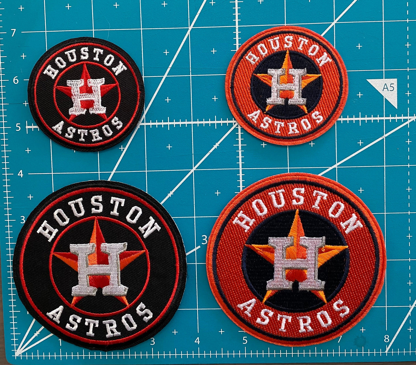 4   Houston   Astros   Round   Iron-on   Patches   -   Size   4"   &    2.5"