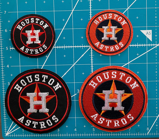 4   Houston   Astros   Round   Iron-on   Patches   -   Size   4"   &    2.5"