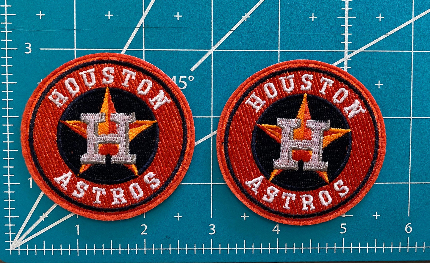 Set   Of   2   Houston   Astros   Major   League   Baseball   Iron-on   Patches   -   Orange   Round   2.5"