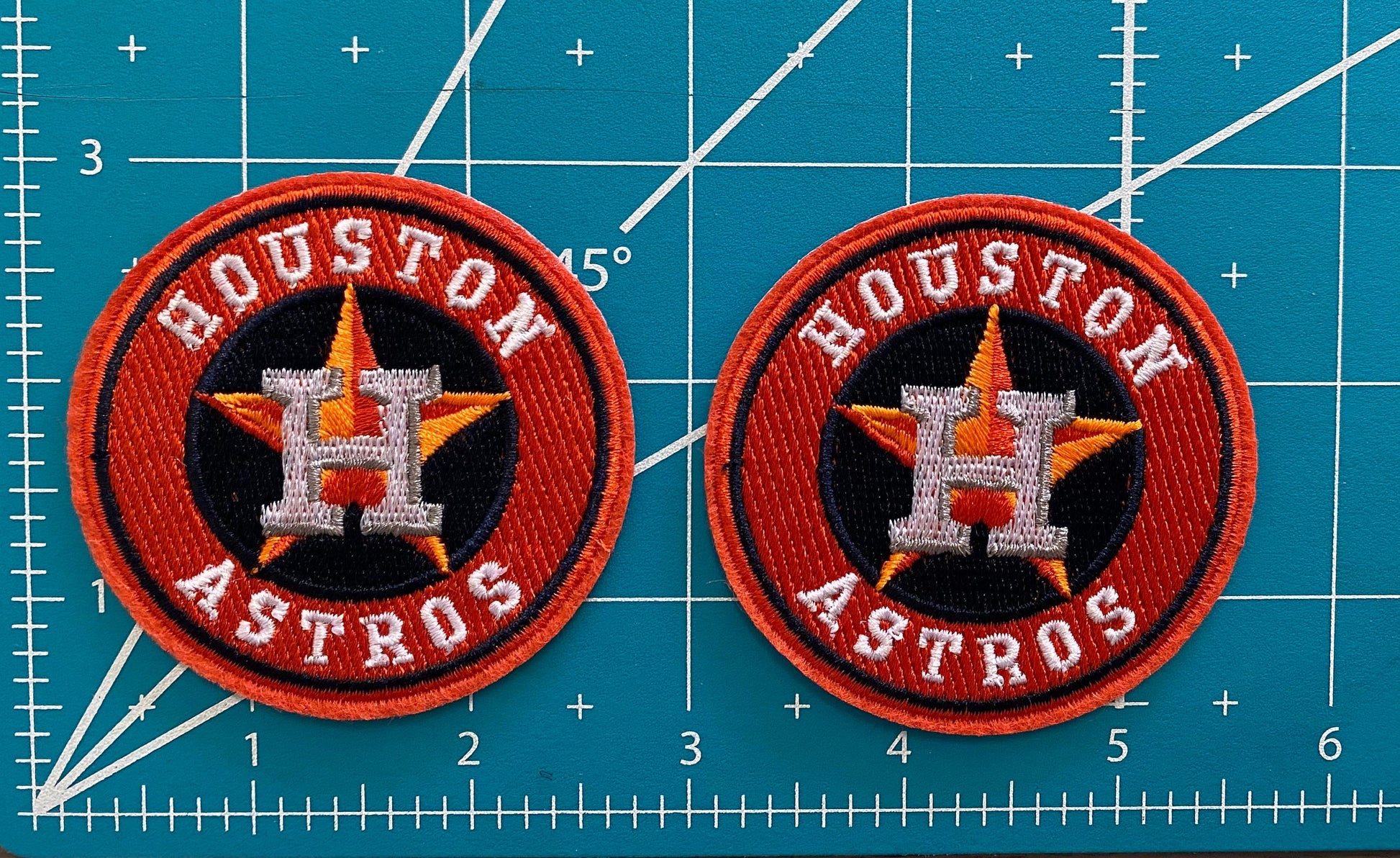 Set   Of   2   Houston   Astros   Major   League   Baseball   Iron-on   Patches   -   Orange   Round   2.5"