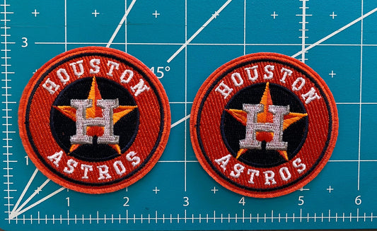 Set   Of   2   Houston   Astros   Major   League   Baseball   Iron-on   Patches   -   Orange   Round   2.5"