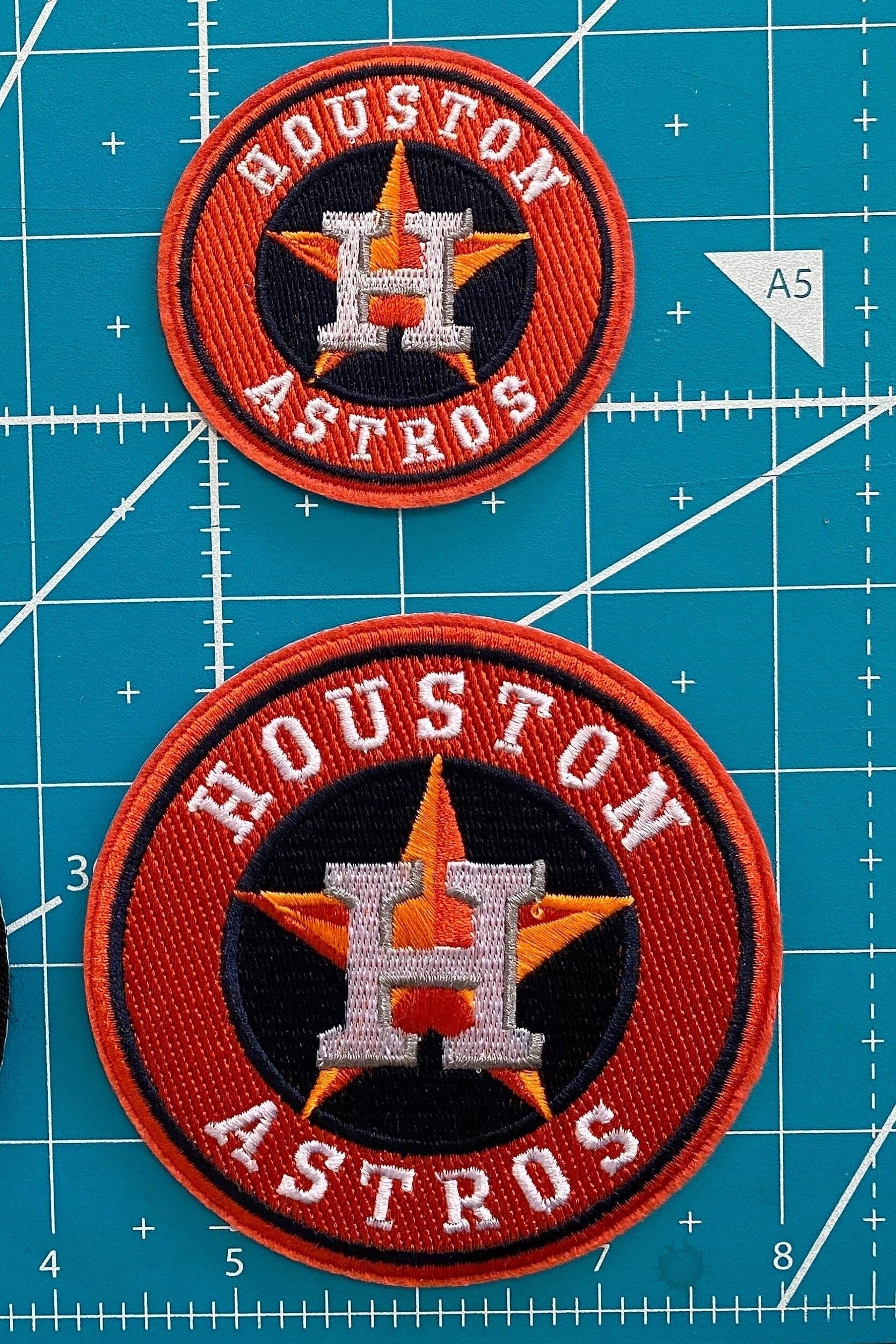 Houston   Astros   Iron-on   Patches   -   Set   Of   2   Major   League   Baseball   Patch   -   Size   4"   &   2.5"