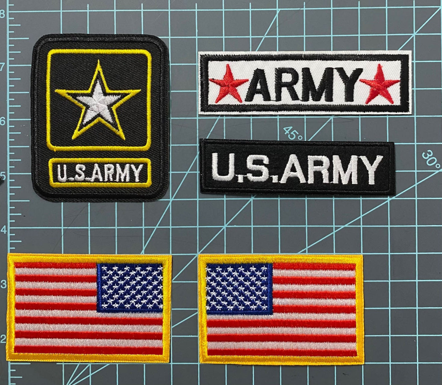 Us   Army   Flag   Iron-on   Patches   -   Set   Of   5   -   Patriotic   Military   Embroidery   Emblem   Appliques   For   Veteran   Apparel