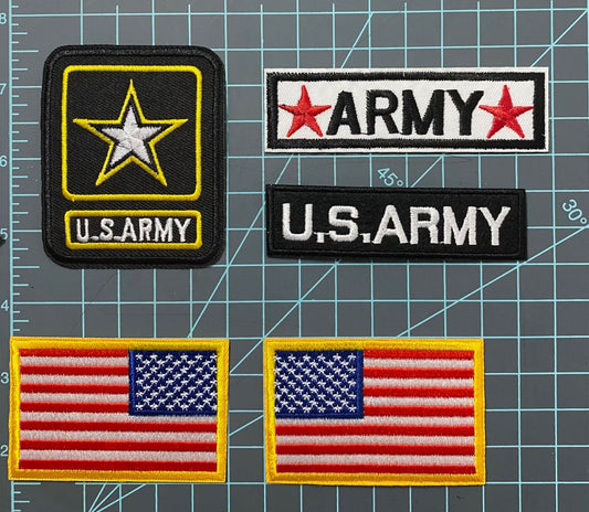 Us   Army   Flag   Iron-on   Patches   -   Set   Of   5   -   Patriotic   Military   Embroidery   Emblem   Appliques   For   Veteran   Apparel