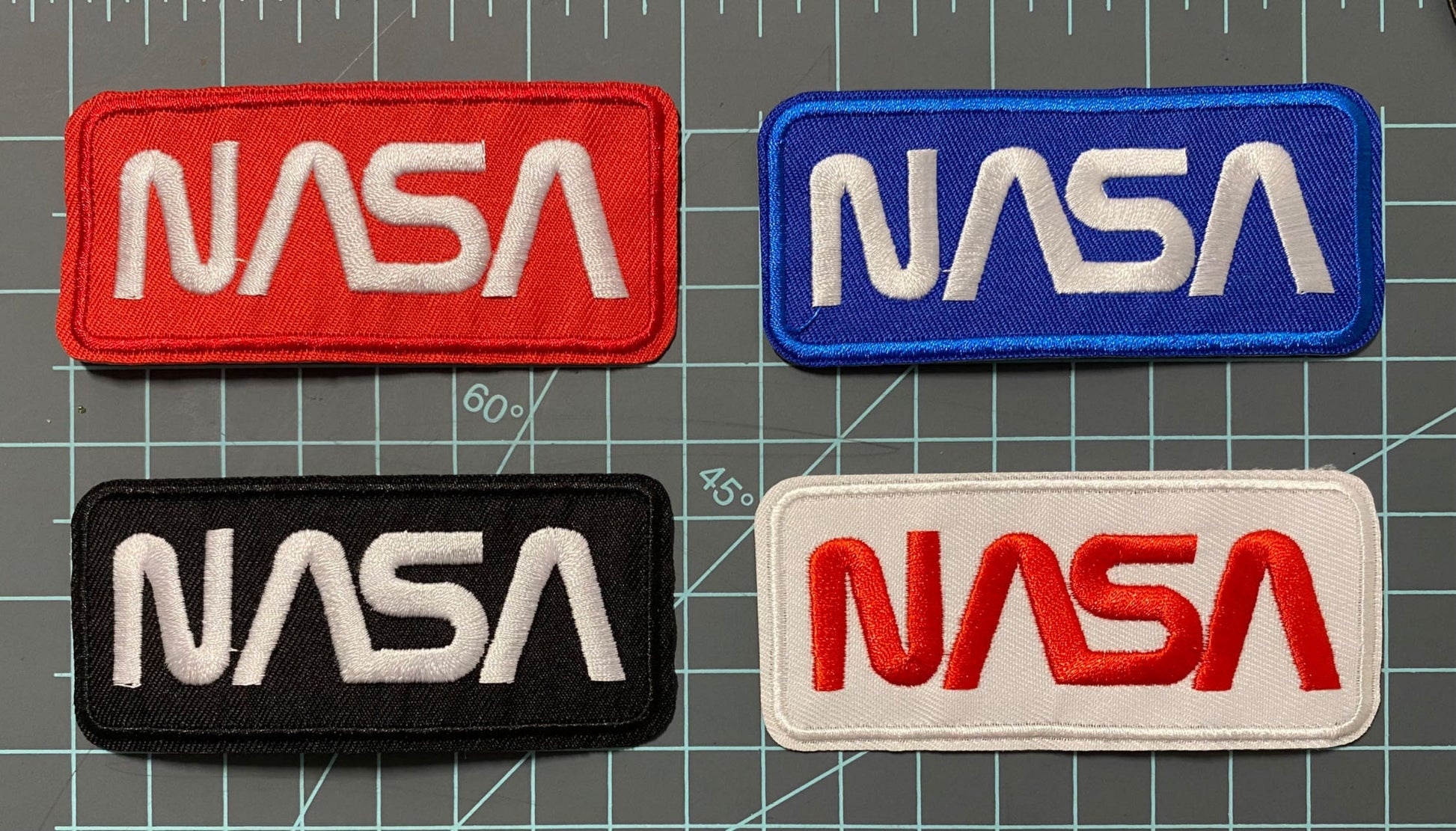 Nasa   Logo   Iron-on   Patches   -   4"   X   1.8"   -   Set   Of   4   -   Space   Exploration   Emblem   Appliques,   Astronaut   Mission   Insignia,   Collectible   Space   Patches