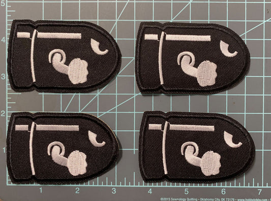 Embroidered   Iron-on   Patches   -   Big   Bullet   Design   -   Pack   Of   4   -   Cute   Cartoon   Game   Theme,   Diy   Fashion   Accessories,   Backpack,   Bag,   Jean   Jacket