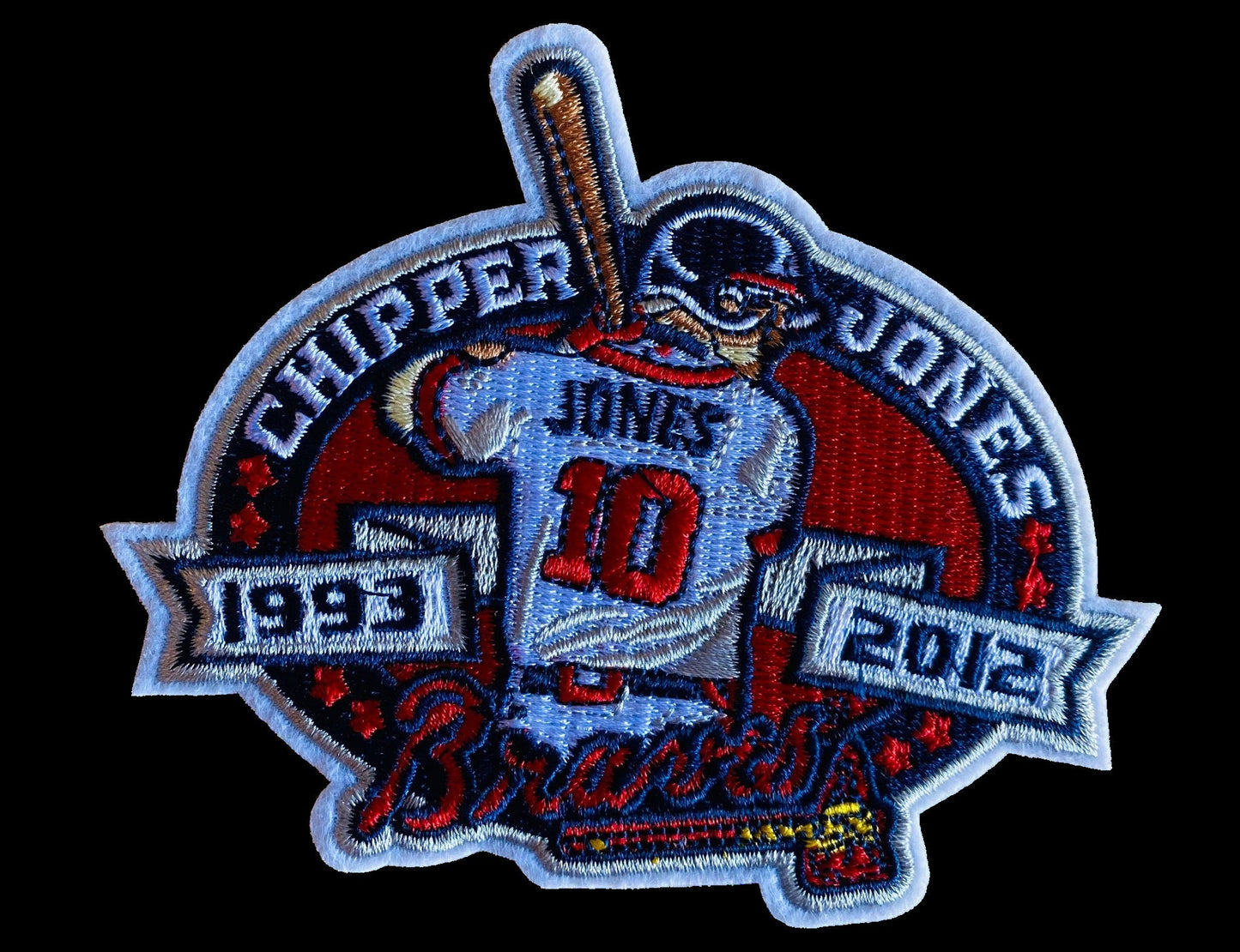 Chipper   Jones   Atlanta   Braves   Retirement   Iron-on   Embroidered   Patch   2012   -   4.25"   X   3.5"