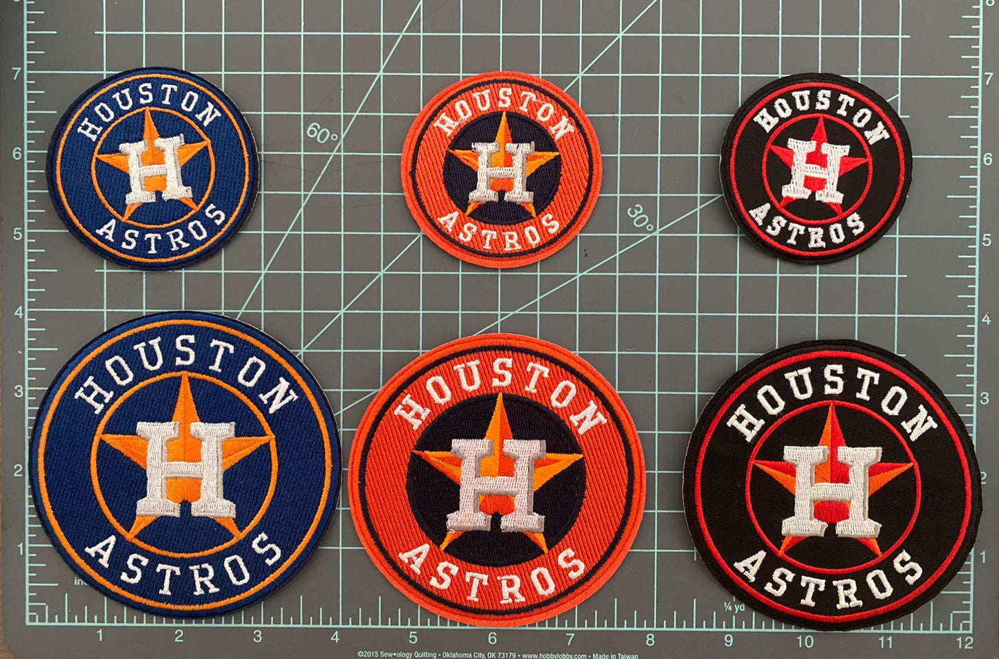 Set   Of   6   Houston   Astros   Round   Iron-on   Patches   -   Size   4"   &    2.5"