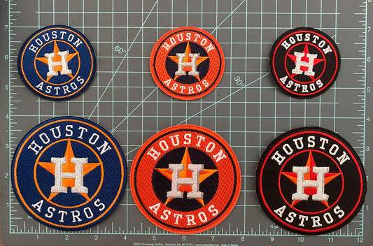 Set   Of   6   Houston   Astros   Round   Iron-on   Patches   -   Size   4"   &    2.5"