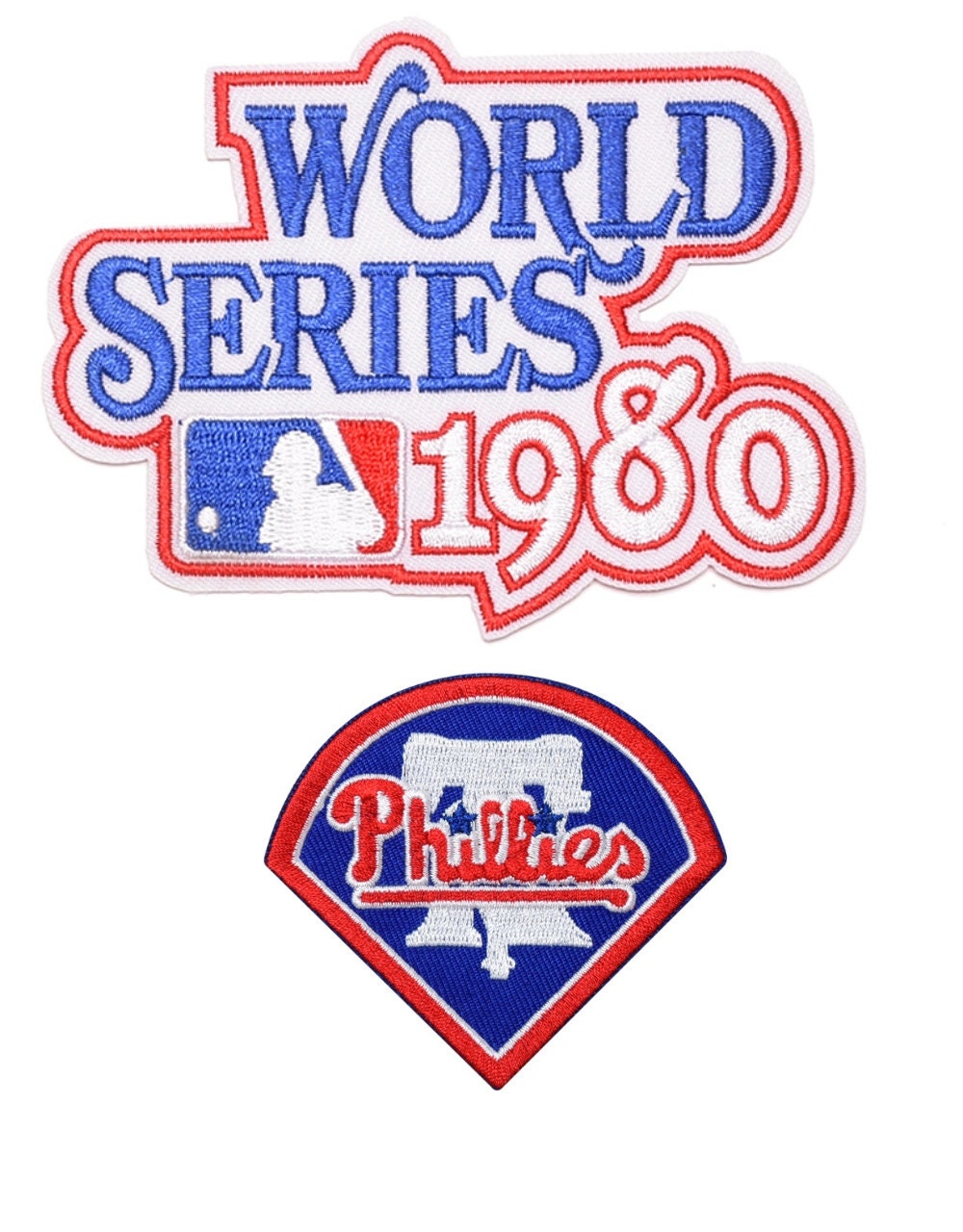 Philadelphia   Phillies   1980   World   Series   Classic   Baseball   Iron-on   Patches   -   Set   Of    2-   Size   4"   X   3"   &   3"x   3"