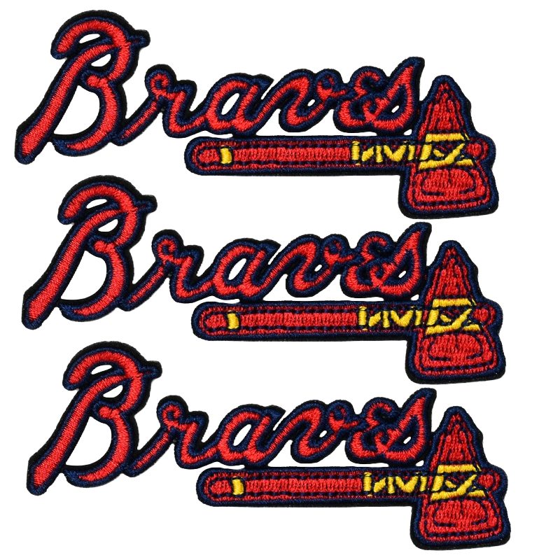 Atlanta   Braves   Script   3   Iron-on   Embroidered   Patch   -   Pack   of   3