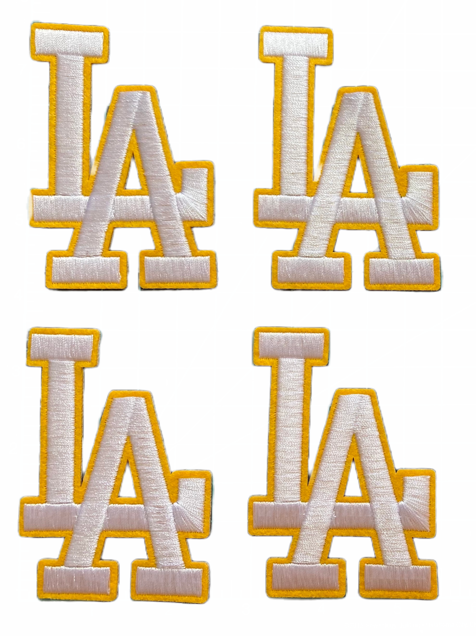 Los Angeles LA Letter Iron-On Patch - 2.25" x 1.5" - Gold Pack of 4