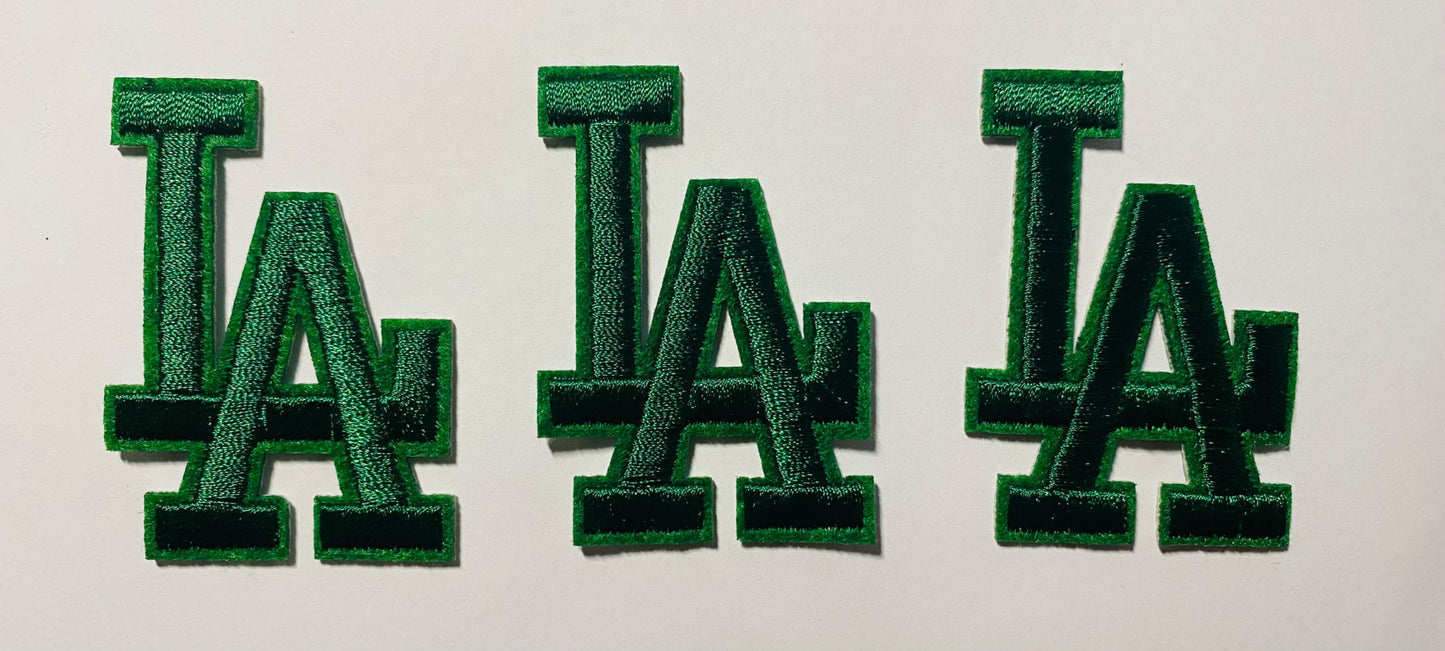 Los Angeles LA Letter Iron-On Patch - 2.25" x 1.5" - Green Pack of 3