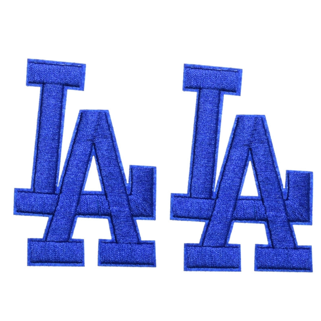 Los Angeles LA Letter Iron-On Patch - 2.25" x 1.5" - Blue Pack of 2