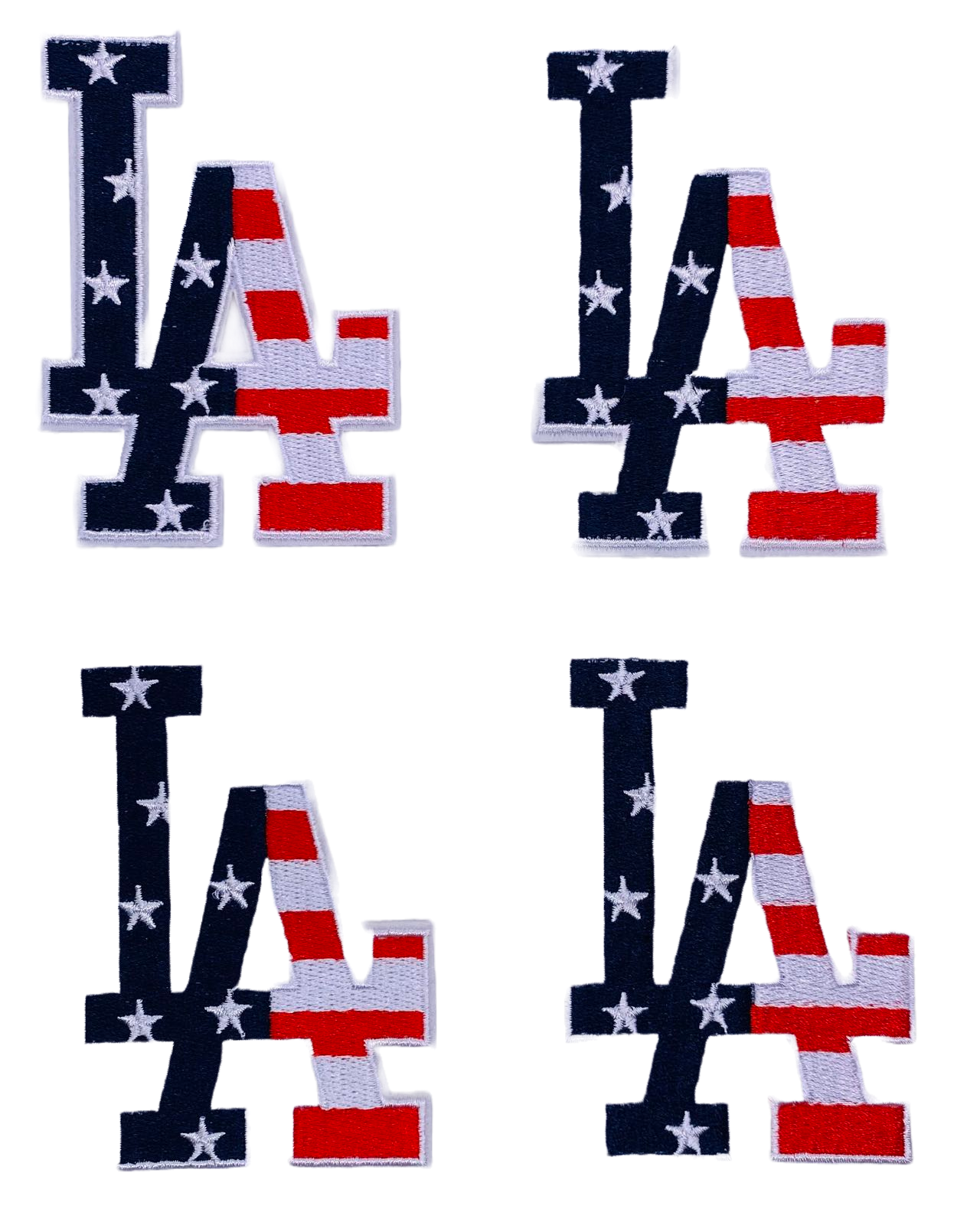USA Flag Los Angeles LA Iron-On Patch - 2.5" x 3.75" - Mixed Pack of 4