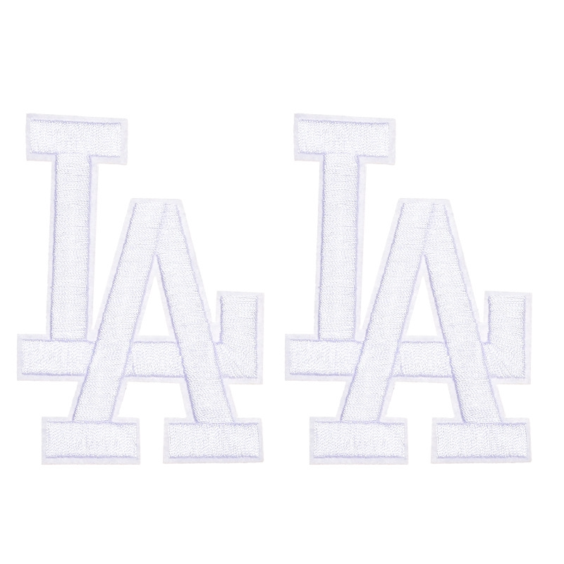 Los Angeles LA Letter Iron-On Patch - 2.25" x 1.5" - White Pack of 2