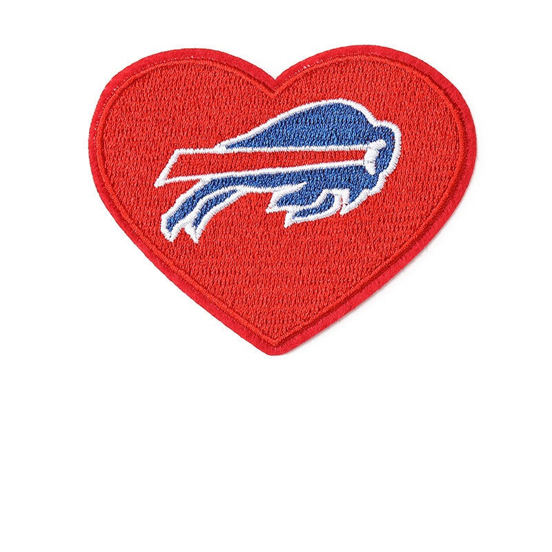 Buffalo Heart Iron-On Embroidered Patch - 8.5 x 6.8 cm product photo
