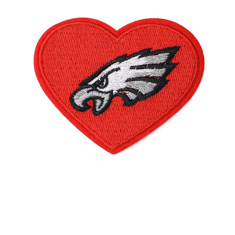 Eagles Heart Iron-On Embroidered Patch - 8.5 x 6.8 cm product photo