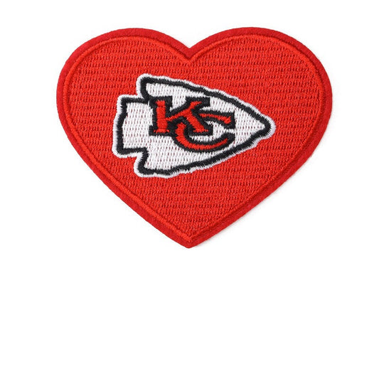 Kansas City Heart Iron-On Embroidered Patch - 8.5 x 6.8 cm product photo