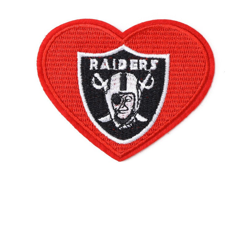 Raiders Heart Iron-On Embroidered Patch - 8.5 x 6.8 cm product photo